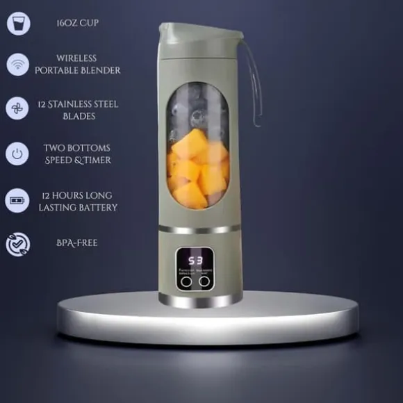 Juicer - Frukt- och grönsakspressar - Bärbar elektrisk USB-juicer - Grågrön