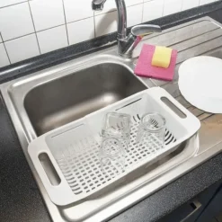 Justerbar kökssil för diskho, sil, durkslag för diskho, 32-44x20x8cm ORION 731623
