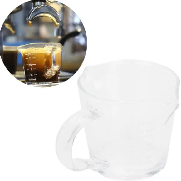 Kaffekopp med dubbla pipar Skala Handgjord mätkopp i borosilikatglas 70ml