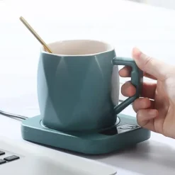Kaffekoppvärmare, 55℃ Smart konstant temperaturkoppdyna USB-driven värmedyna för mjölkkopp, lämplig för hemmakök och kontor (grön)