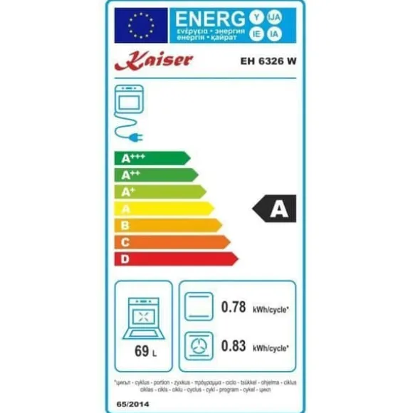 Kaiser Four Set EH 6326 W+KCT 6705 FI, Fyr elektrisk, Autonom, 79L+induktionshäll 60 cm