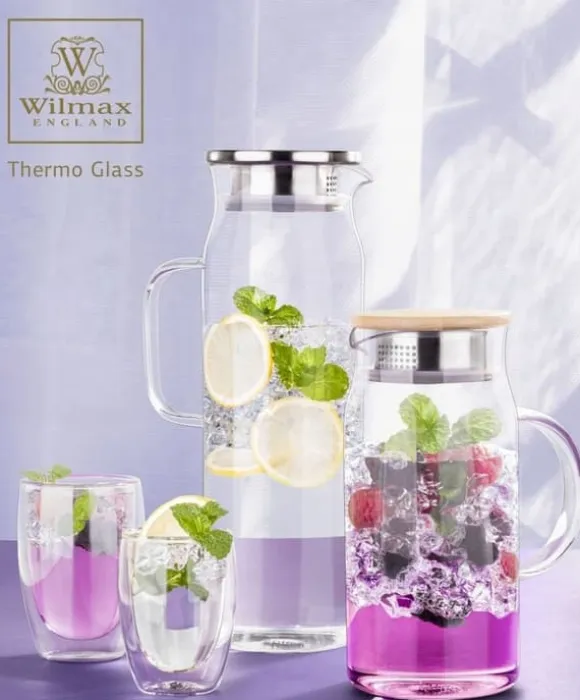 Kanna för drycker, juicer, vatten HIGH med metalllock Wilmax 1500 ml