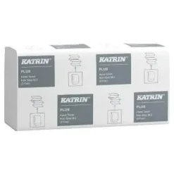 Katrin Håndklædeark Plus Non-stop Z-fold 2-lag L25.5xB20.3xD8.5cm Nyfiber Hvid,21 pk x 135 stk/krt