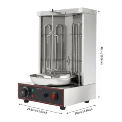 Kebabmaskin, 3000W effekt, justerbar temperatur 50-300°C, 2 värmerör i rostfritt stål