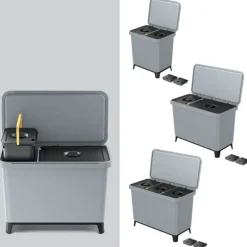 Keden Återvinningstunna 3x10l Systema 57x29x41cm Silver