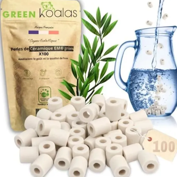 Keramiska pärlor - GRÖNA KOALOR - 100 pärlor - Förbättrar smaken - Vattenrening - Antioxidant