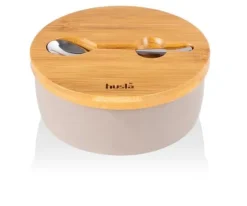 KERAMISK SOCKERSKÅL MED SKED HUSLA HYGGE