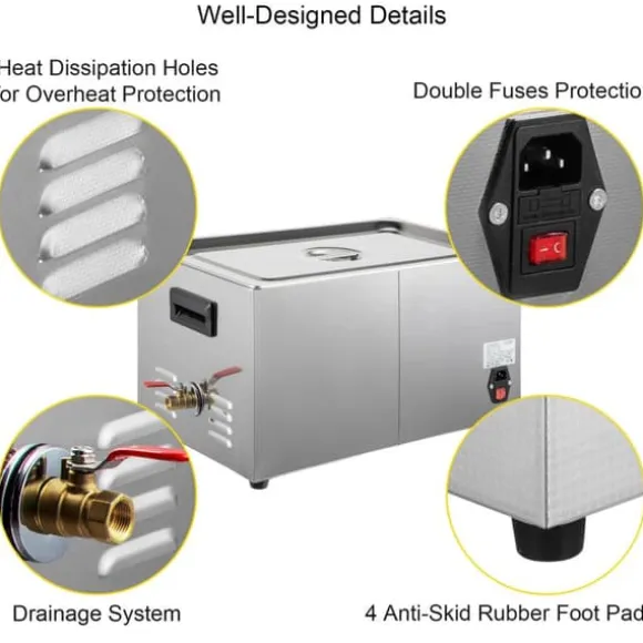 28/40KHz dubbelfrekvens ultraljudsrengörare med 2L tank, justerbar uppvärmning/arbetstid, 3 rengöringslägen, genomtänkt design