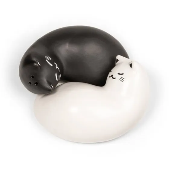 Kikkerland Purrfect salt- och pepparkar - Svart och vitt - 8,25 cm x 3,75 cm x 6,5 cm