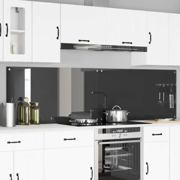 Köksplånbak 2 pcs Mörkgrå 110 x 60 cm härdat glas