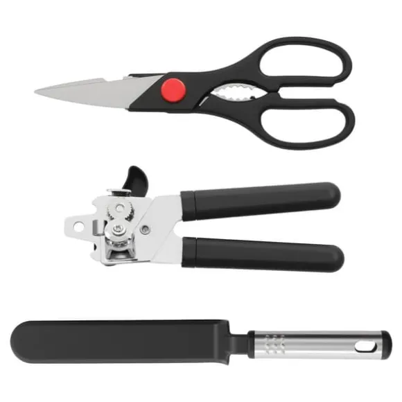 Köksredskapssats - 40 delar - Nylon & rostfritt stål - Värmebeständig - Skonsam mot non-stick - Hängbar design - Svart