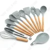 Köksredskapsset - TD® - Leeseph - Silikon - Trähandtag - Non-stick