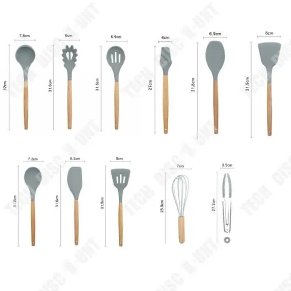 Köksredskapsset - TD® - Leeseph - Silikon - Trähandtag - Non-stick