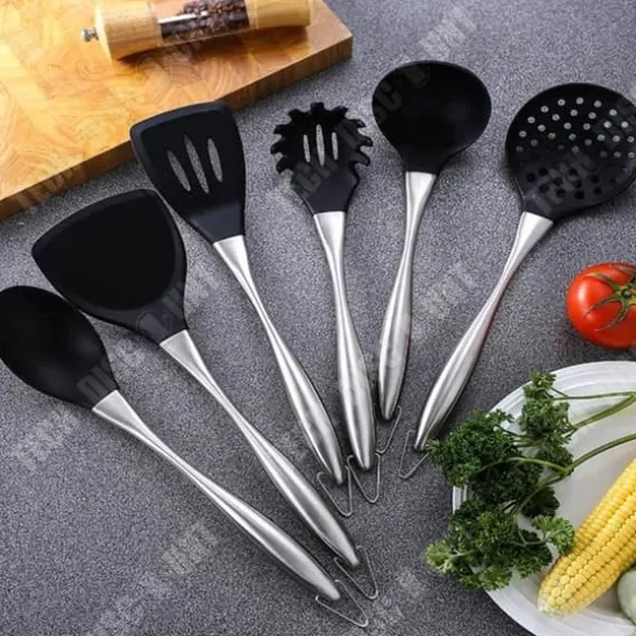 Köksredskap - TD® - 6 delar - Silikon - Rostfritt stål - Spara utrymme