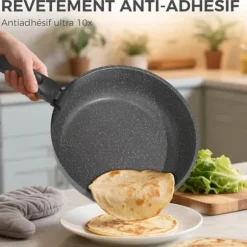 Kökstillbehör 15 Delar-YASHE, Stekpannor och Kastruller med Granitliknande Non-Stick Beläggning, Gas och Glaskeramik, grå