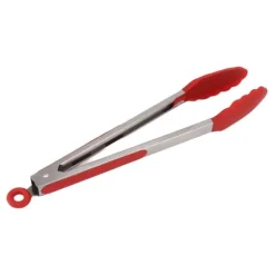 Kökstång Silikon Rostfritt stål Värmebeständig Anti-halk Matserveringstång för bakning Matlagning Röd 35cm / 13,8in