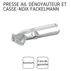 Köksutensil - Fackelmann - 3-i-1 vitlökspress - Aluminium - Kärnfria - Nötknäckare