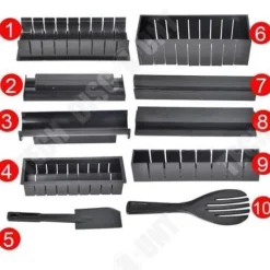 Köksverktyg - TD® - Set med 10 delar - Sushi-tillverkning - Svart färg - Material ABS
