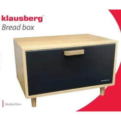 KLAUSBERG Brödkorg i bambu med svart stål 38x26 cm