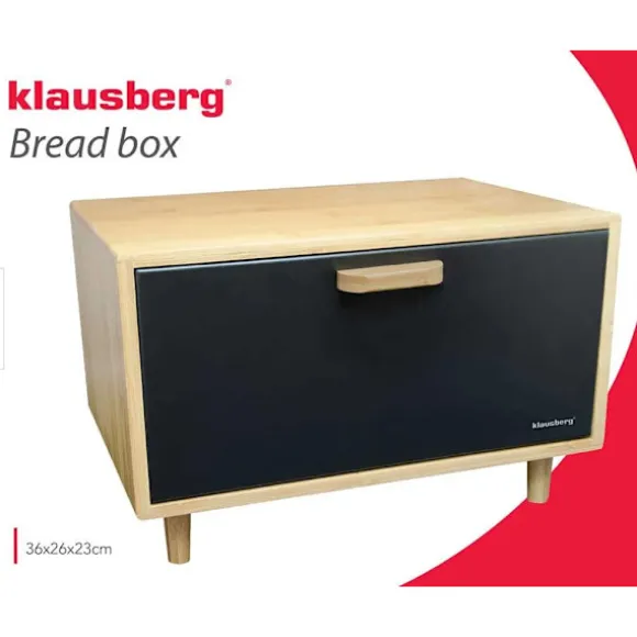 KLAUSBERG Brödkorg i bambu med svart stål 38x26 cm