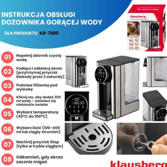 KLAUSBERG KB-7880 2,7L varmvattenautomat med temperaturkontroll