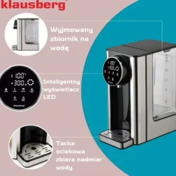 KLAUSBERG KB-7880 2,7L varmvattenautomat med temperaturkontroll