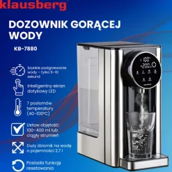 KLAUSBERG Varmvatten-dispenser KB-7880 2,7L Svart
