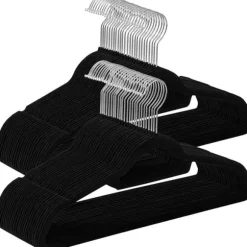 Klädgalgar 50-pack halkfria - Galge med sammetsyta - Svart