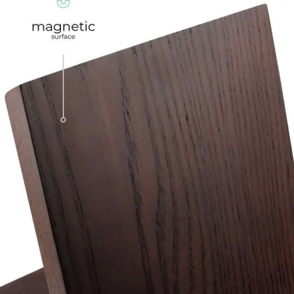 Knivstativ - SIGURO - Magnetiskt knivblock - Askträ - Halkfri stöd - 6 knivar max