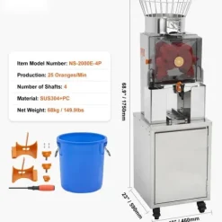 Kommersiell apelsinpress 120W Automatisk juicepress extraktor
