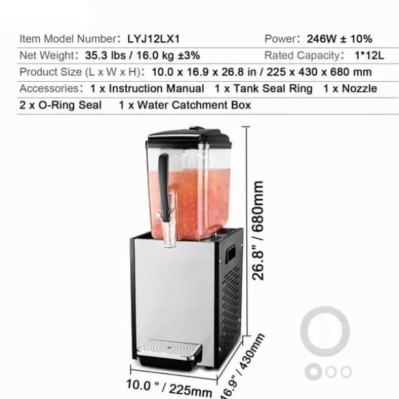 Kommersiell Dryckesdispenser 12L, Kall Juice, Isdryckesdispenser för Fest, Hållbar, Effektiv, Lätt Användning, Perfekt för Evenemang