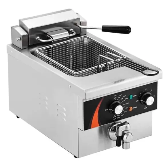 Kommersiell Elektrisk Fritös 3000W, 5,9L Rostfritt Stål, 200°C, Uppgradering för snabbare matlagning, effektiv fritering
