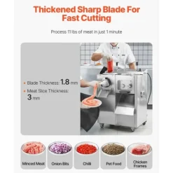 Kommersiell Elektrisk Köttkvarn, Slicer 14 Lbs/Min, Korvstopp med Hög Kapacitet
