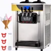 Kommersiell glassmaskin 22-30L/H, 2200W, bänkskiva, mjuk servering, 2x6L hopper, LCD-panel, larm, fryst yoghurtmaskin.