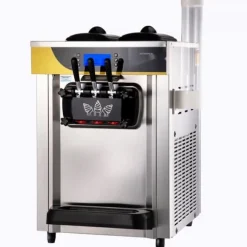 Kommersiell glassmaskin 22-30L/H, 2200W, bänkskiva, mjuk servering, 2x6L hopper, LCD-panel, larm, fryst yoghurtmaskin.