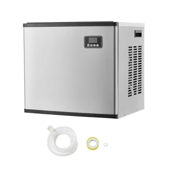 Kommersiell Ismaskin, 400 LBS/24H Modell, 300 LBS Förvaringsbehållare, Automatisk Självrengöringsfunktion