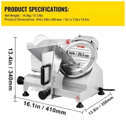 Kommersiell köttskärare, 200 W, 350-400 varv/min. 8