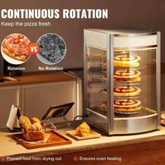 Kommersiell pizzavärmare för 14" pizza, 4-lagers design, elektrisk matdisplay, effektiv uppvärmning