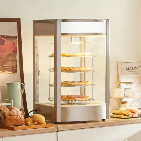 Kommersiell pizzavärmare för 14" pizza, 4-lagers design, elektrisk matdisplay, effektiv uppvärmning