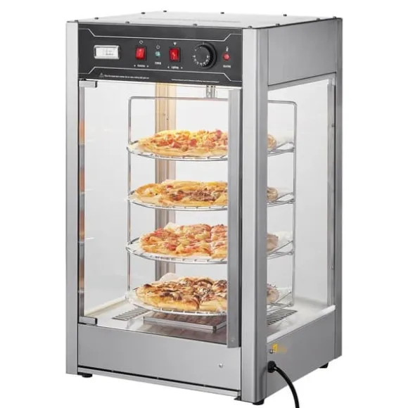 Kommersiell pizzavärmare för 14" pizza, 4-lagers design, elektrisk matdisplay, effektiv uppvärmning