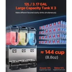 Kommersiell Slushy-maskin 12Lx3, Margaritamaskin, Smoothiemaskin, Frysta drycker, Hög kapacitet, Snabb och effektiv för evenemang