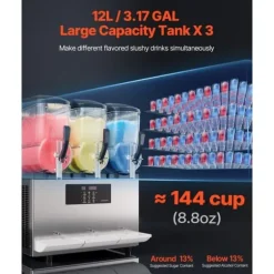 Kommersiell Slushy Maskin 12Lx3, Frys Drycktillverkare för Margarita & Smoothie, Hög Kapacitet, Enkel Användning, Perfekt för Fester