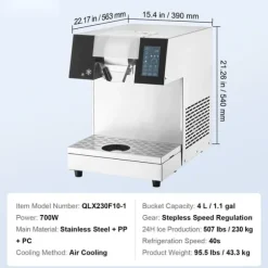 Kommersiell snöflingaismaskin 507LBS/24H, hög kapacitet, rostfritt stål, effektiv och hållbar snöproducent för glass