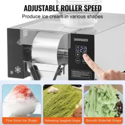 Kommersiell Snöflingaismaskin 375LBS/24H, Modell i Rostfritt Stål, Perfekt för Glassframställning
