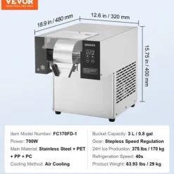 Kommersiell Snöflingaismaskin 375LBS/24H, Modell i Rostfritt Stål, Perfekt för Glassframställning