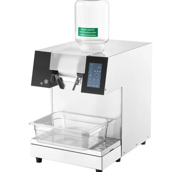 Kommersiell snöflingaismaskin 397LBS/24H, rostfritt stål, hög kapacitet, hållbar design för glass, perfekt för restauranger och caféer.