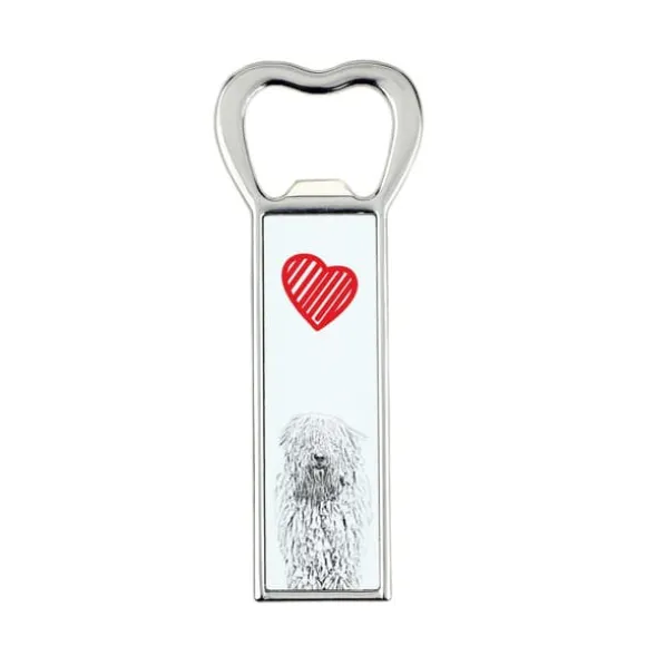 Komondor - flasköppnare med en hund, personlig kylöppnare, unik present till en man från Art-Dog