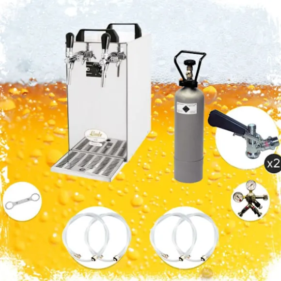 Komplett set - Öltapp - kontakt 40 två linjer torr kylare, run kylare 50 liter/h, KEG:Type M, KEG 2:Type D