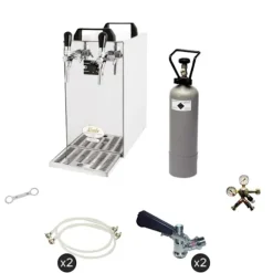 Komplett set - Öltapp - kontakt 40 två linjer torr kylare, run kylare 50 liter/h, KEG:5 liters adapter, KEG 2:Type M