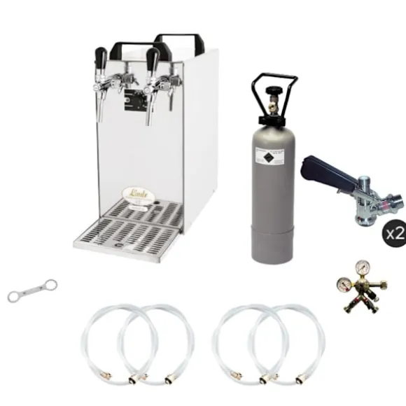 Komplett set - Öltapp - kontakt 40 två linjer torr kylare, run kylare 50 liter/h, KEG:Type G, KEG 2:5 liters adapter